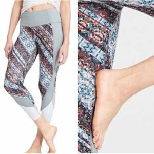 Athleta Nomad Salutation Mesh Capri Multicolor Leggings - Size S